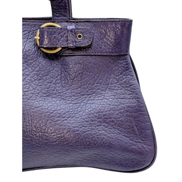 VTG Adrienne Vittadini Magnetic Purple Violet Tessa Pebble Leather Satchel - Picture 3 of 16